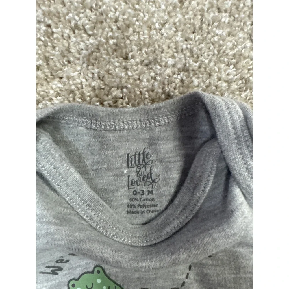 Carters Just One You Baby Boy 3pc Set Bodysuits and Hat Reptile Frog Grey White